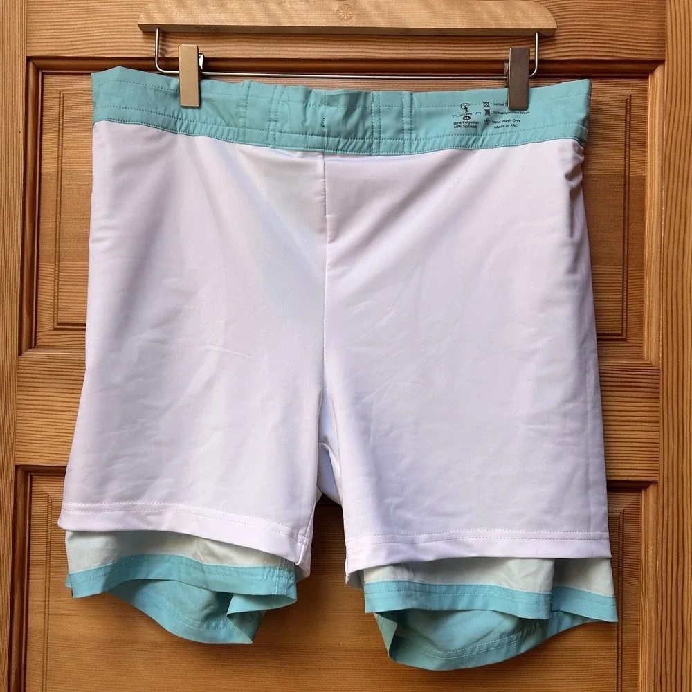 Tucann Swim Trunks Mens XL Aqua Blue Compression Lined Board Shorts Beach Surfer